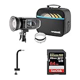 Westcott FJ400 400Ws Strobe with AC/DC Lithium Polymer Battery | 8' Extension Arm & 64GB SDXC Memory Card Bundle