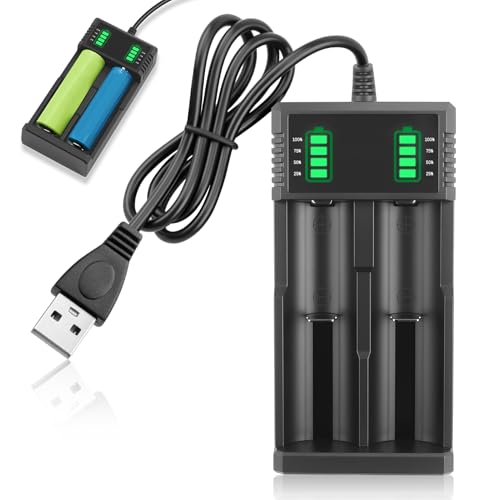 Chargeur de Batterie Double 18650 3,7V/3,6V Chargeur USB Intelligent Universel pour Batteries Rechargeables Li-ion 3,7V 3,6V 18650 18500 18490 18350 17670...