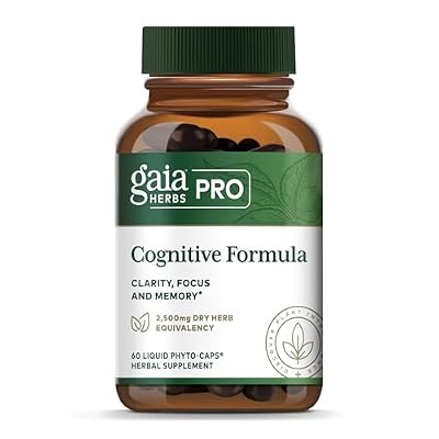 GAIA HERBS PRO Cognitive Formula - Brain Health & Blood Flow Support Supplement* - Circulation Support Supplement* with Fo-TI Root, Ginkgo Leaf, Gotu Kola Leaf - 60 Liquid Phyto-Caps (30 Servings)