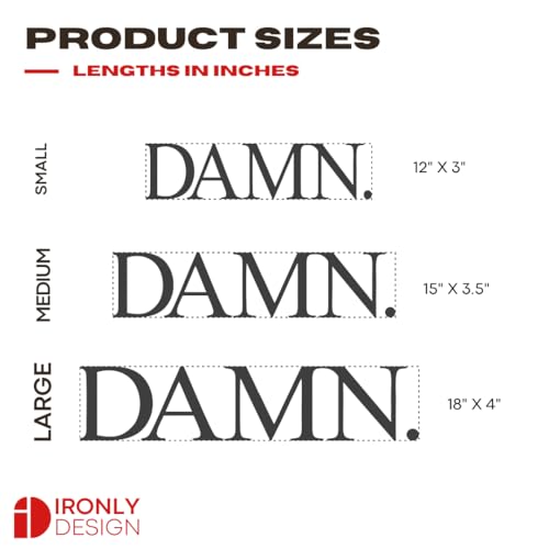Image of Sticker for Glass & Mirrors| Minimal Vinyl Decal for Bedroom Bathroom & Cafe | Self-Adhesive Waterproof Quote Mirror Sticker | Aesthetic Decals (Damn., Medium, Matt Black)