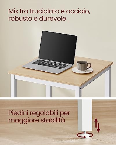 VASAGLE Tavolino da Bar, Tavolino Alto Quadrato per Colazione, Struttura in Acciaio, 60 x 60 x 92 cm, Montaggio Facile, per Cucina Soggiorno, Stile Moderno, Beige Rovere e Bianco Classico LBT025W09 - Immagine 4