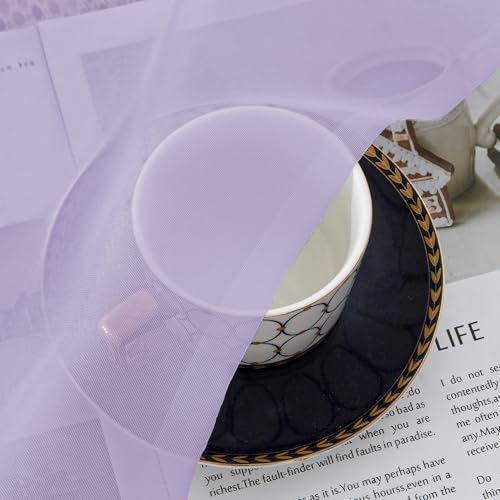 Image of Chyhomenyc Lilac Sheer Valances for Windows - Light Filtering Small Kitchen Curtains, Rod Pocket Short Top Window Treatment Decor for Living Room Bathroom Basement, 42Wx16L inches, 2 Panels