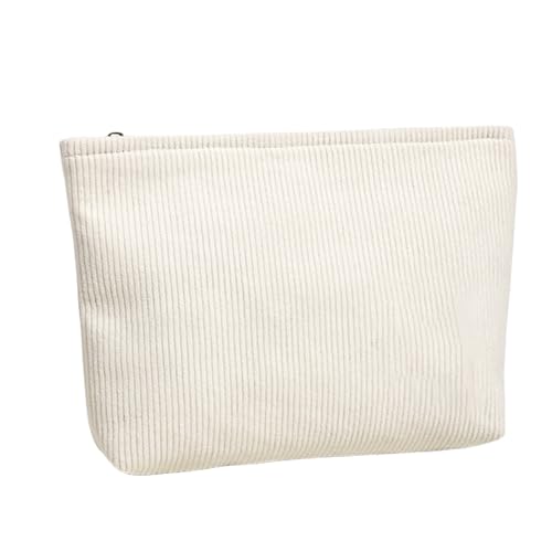 FFpaw Lot de 2 trousses de maquillage pour femme en velours côtelé - Grande capacité - Trousse de toilette de voyage - Mini trousse de maquillage pour sac...