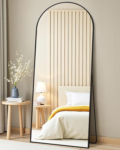 Suidia Arched Full Length Mirror, 58"x21" Floor Mirror Freestanding, Floor Standing Full Body Mirror with Stand for Bedroom, Hanging Mounted for Living Room Cloakroom, Black