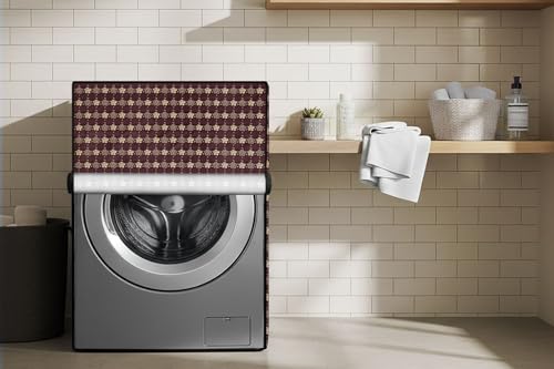 Image of Stylista Washing Machine Cover Compatible for Bosch 8 kg Front Load WAT24463IN Floral Pattern Brown