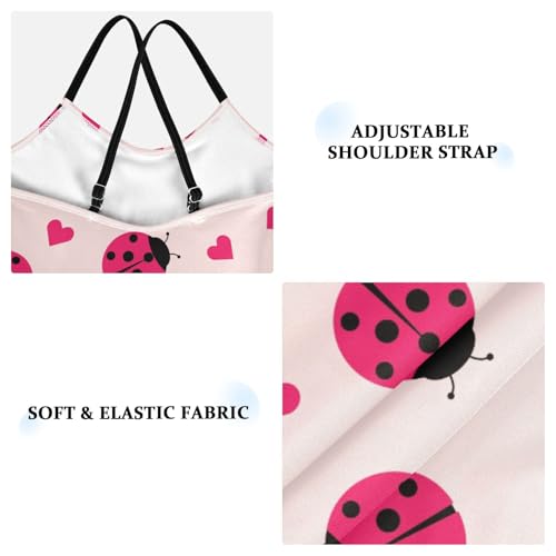 Girls One Piece Swimsuits Ladybug Hearts Quick Dry Beach Swimwear Bathing Suit for Beach 3-10 Years3