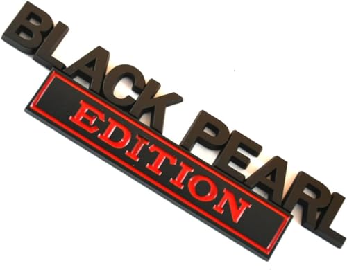 Image of Pirate Plus Black Pearl Edition Trunk Side Rear Front Hood Door Emblem Decal 3D Letter Badge Sticker (Black Red)