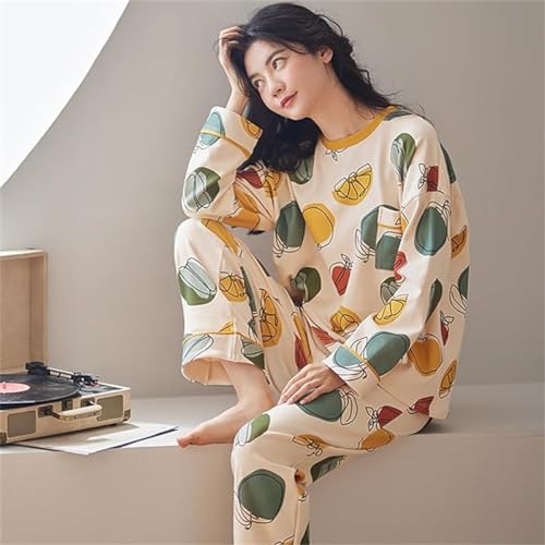 Big Girl Teens Cotton Soft Pajamas Sleepwear Casual Print Long Sleeve Pullover With Pant Loungewear Pjs Lounge Set2