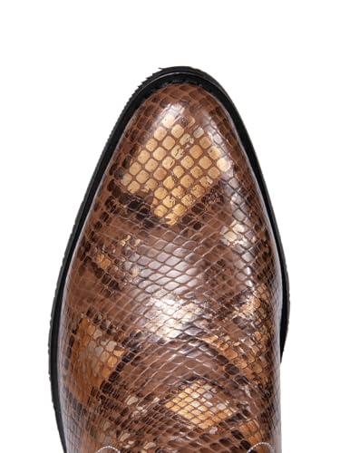 Image of Python Manning Men's Boots Cowboy for Men Classic Pointed Toe Western Pull Up Snakeskin Embroidered Mid-Calf Boots