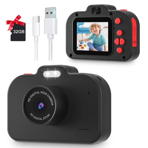 Macchina Fotografica per Bambini con Scheda SD 32GB Inclusa, Fotocamera Digitale HD 1080P a Doppia Lente per Ragazzi e Ragazze, Ideale come Regalo per Compleanno o Natale