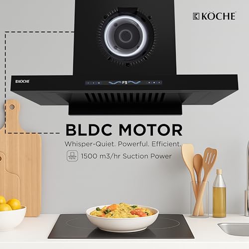 Image of KOCHE STARK 75 BLDC Chimney for Kitchen 75cm | 1500 m /hr Powerful Suction | Gesture & Touch Control | Auto Clean Filterless | 9+1 Turbo Speeds | Low Noise | 12 Years Warranty