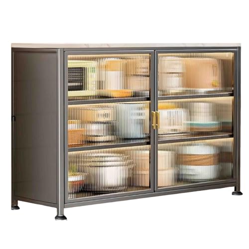 JS Ellie Aparador Estrecho de 3 Niveles, 30 cm de Profundidad, Mueble metálico con encimera de una Sola Pieza, Ideal para salón, Cocina y Comedor 80cm