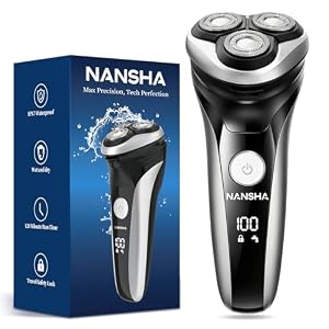 NANSHA Electric Razor for Men with Pop-Up Trimmer, 100% Waterproof Electric Shaver, Rechargeable Cordless Shavers for Men, Type-C, 140Mins Runtime, Plug & Play, Black (Black)