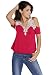 Chase Secret Womens Sexy V-Neck Lace Off Cut Out Shoulder Tops Shirt Red L