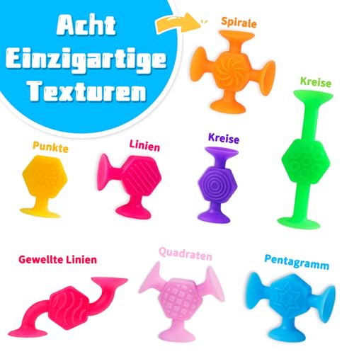 40 Stück Saugnapf Spielzeug, Montessori Spielzeug ab 3 Jahre, Silikon Sensorik Reise Spielzeug mit Dinosauriereier Stressabbau-Spielzeug Autismus Bausteine Geschenke für 4 5 6 7 8 Jahre Jungen Mädchen