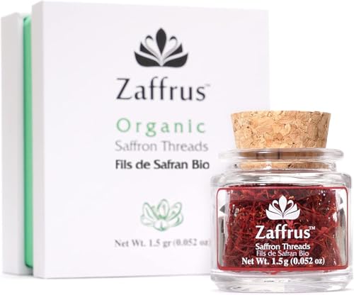 Zaffrus - Certified Organic Super-Premium All Red Saffron Threads (1.5 gram, .052 oz)