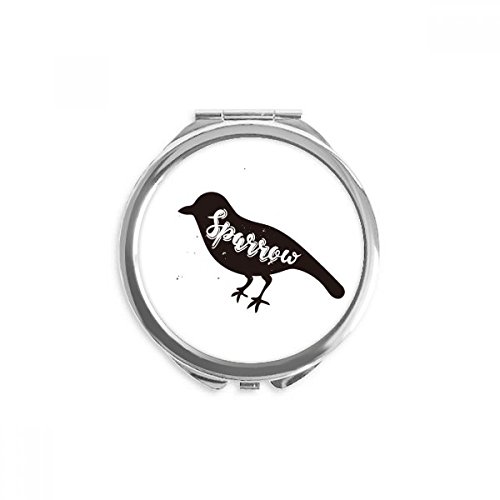 Miroir de maquillage rond moineau noir et blanc pour retouches rapides au bureau ou en voyage