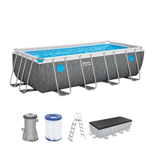 Bestway 561MB Set piscina fuori terra rettangolare Steel Pro MAX Splashview - 4,88 m x 2,44 m x 1,22 m, grigio