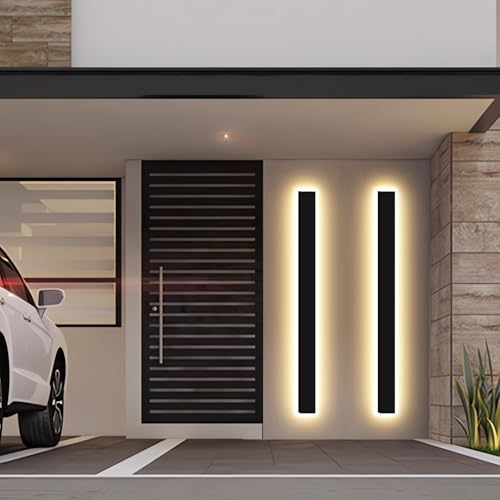Pedforn Exterior Wall Lights, IP65 Waterproof Long Outdoor Modern Led Wall Light, 2pcs 59in Modern Exterior Light Fixtures, 3000-6000K Dimmable Outdoor Wall Sconce for Garage Front Door (4.33in Width)