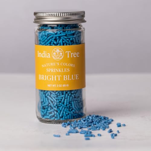 Bright Blue Sprinkles – Vegan, Dye-Free, Non-GMO, Top 9 Allergen-Free, 3 oz Jar – India Tree Nature’s Colors