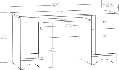 Miniatura 3 de Sauder Escritorio para computadora de oficina con cajones, largo 59.45 pulgadas x ancho 23.47 pulgadas x altura 29.02 pulgadas, acabado de roble