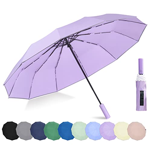 Image of BAODINI Windproof Compact Rain Umbrella for Travel 42 /46 Inch Premium Fabric Auto Open Perfect for Purse and Backpack Portable Umbrella for Women and Men