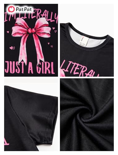 Image of PATPAT Girls Crewneck Short Sleeve Graphic Tees Animal Print Shirts Cute Summer Outfits 5-12 Years