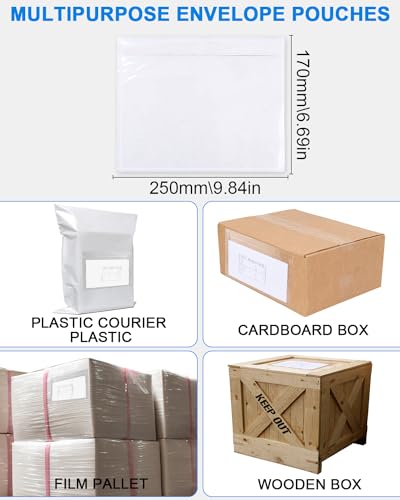 Dokumententaschen, bedruckt, A5, transparent, für Rechnungen und Briefe, Dokumententasche, 250 x 170 mm, 100 Stück