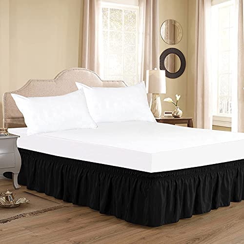 Black Bed Skirts Wrap Around Dust Ruffled Bedskirts 400 Brushed Microfiber with Easy Fit 15'' Inch Tailored Drop Shrinkage and Fade Resistant Bed Skirt King Bed Size [72'' x 78'']-image-18