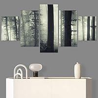 SIGNWIN 5 Panel Canvas Wall Art Modern Art Dramatic Forest Multicolor Photography Romantics Scenic for Home Decorations Ready to Hang - 60