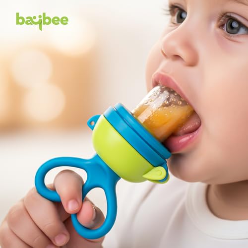 Image of Baybee Silicone Fruit Nibbler & Baby Food Feeder | Baby Teether & Pacifier for 3+ Months Toddlers | Babies Fruit & Food Veggie Teether for Infants | Hygenic & BPA Free Extra Soft Organic- Pacifier