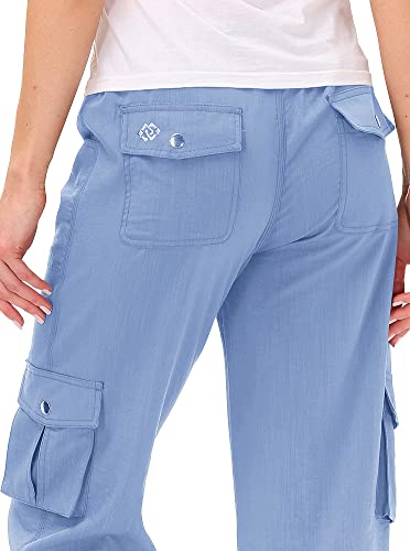 Image of MoFiz Womens Capris with Pockets Loose Fit Casual Capri Pants Dressy Lightweight Ladies Baggy Cargo Pants for Hiking