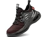 IYVW SAFETY 091 Herren Sicherheitsschuhe, Arbeitsschuhe, Sicherheitshalbschuh Schwarz Rot 43 EU