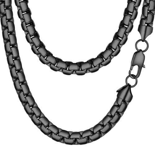 Image of PROSTEEL Stainless Steel Flat Box Link Chain Necklace for Men