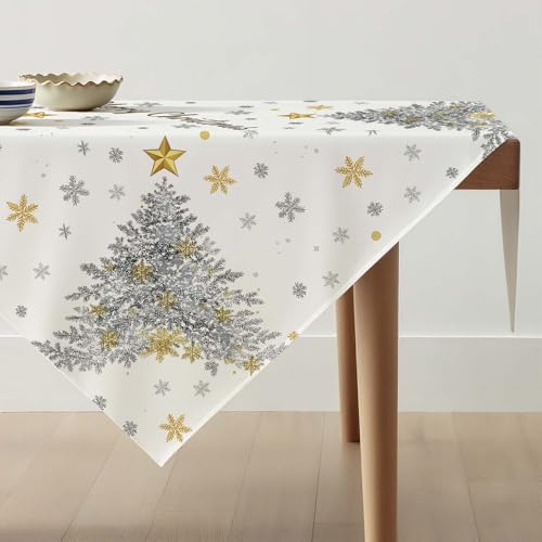 Avalune Tischdecke Weihnachten Mitteldecke Grau Weihnachtsbaum Winter...