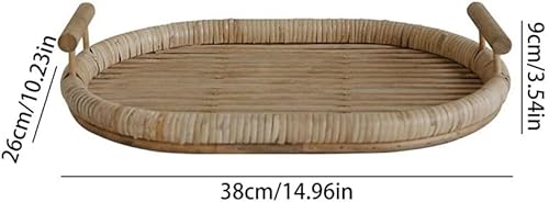 Miniatura 2 de Serving Tray Vintage Rattan Tray Tea Tray Restaurant Coffee Table Breakfast Snack Tray Couch Tray