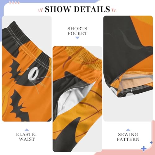 Halloween Black Cat Boys Long Pants Soft Trousers Elastic Waist Kids Lounge Bottoms with Pockets S-XL4