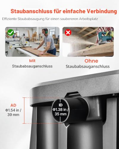 VEVOR Oszillierender Spindelschleifer, 2000 U/min Spindelschleifmaschine mit 6 Hülsen (12,7–76,2 mm), 15 mm Hub & Staubanschluss für die Möbelveredelung, Bastelschleifen, Heimwerker-Holzbearbeitung