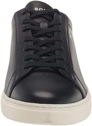 BOSS Men's Smooth Leather Low Profile Sneakers with Iconic Flag Trim, Medival Blue, 13 | Image 1