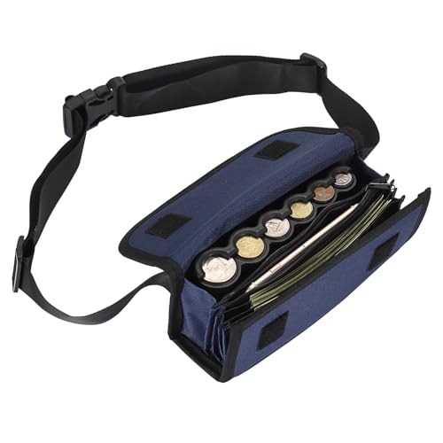 BSTKEY US Coin Holder Coin Dispenser, Fanny Pack with Banknote Waiters Purse Coin Sorter Coin Organizer, Coin Storage Bag with Belt for Waitress Server Collector Cashier Change （Navy）