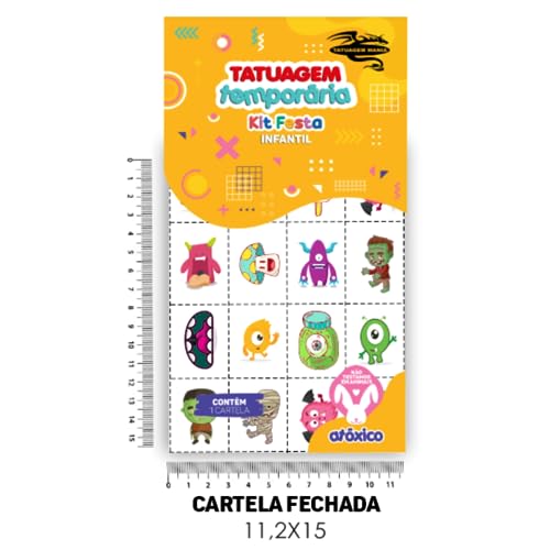Tatuagem Temporária Infantil Monstrinhos | Kit Festa 32-040