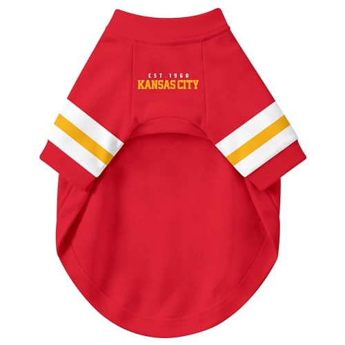 Image of Kansas Dog Clothes Jersey Style Personalized Pet T Shirt with Custom Name Number for Small Medium Large Dogs