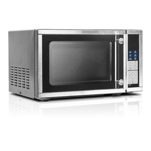 Smad Small Microwave Countertop 0.7 Cu.Ft with Removable Turntable and Child Lock, 700W Mini Microwave Compact with 6 Auto Menus for Apartments, Dorm and Kitchen, Stainless Steel