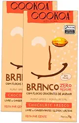 Kit 2X: Chocolate Branco Crocante Zero Açúcar Vegano Cookoa 75g