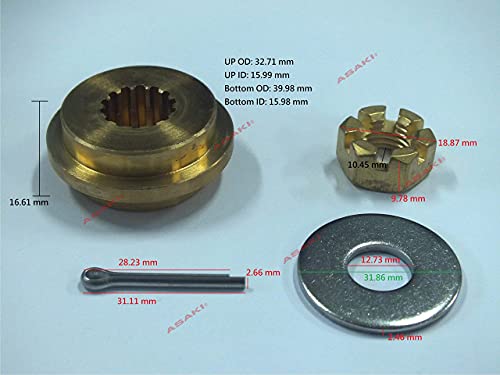 Asaki Propeller Hardware Kit 3V9-87326-0 3V9873260 3V9873260M Compatible with Tohatsu Nissan 9.9/15/18/20 hp 4-Stroke