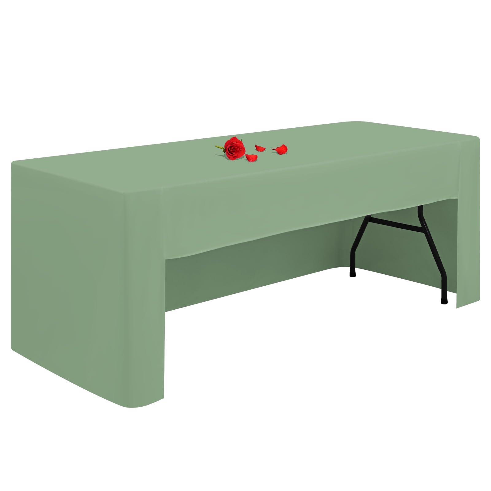 1 Pack Sage Green Table Cloth Open Back Fitted Tablecloth for 6ft Folding Table Washable 6ft Table Cloth Polyester Fabric Table Cover Rectangle for Wedding Party Trade Craft Show Display Events