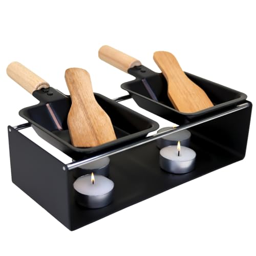 Linxor - Appareil à raclette à la bougie en métal, spatules et bougies incluses - 2 personnes
