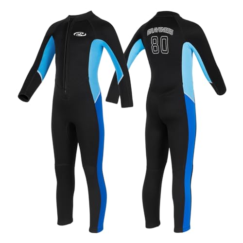 Boys 2.5mm Neoprene Thermal Swimsuits Long Sleeve Front Zipper Wet Suit for Surfing Diving