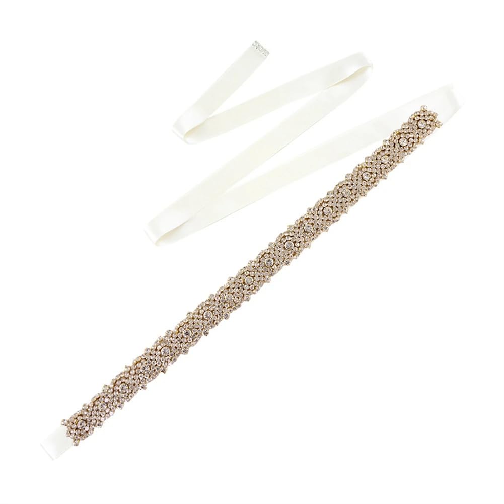 Cinturón de boda con diamantes de imitación dorados para mujer, accesorios de vestir