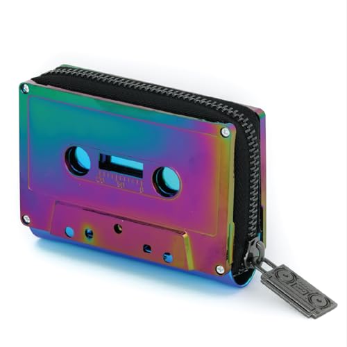 Cassette Tape Wallet Fun Wallets for Women | 80s Retro Cassette Wallet | Funky Wallet 4 Gen-X Gift | Use: Compact Credit Card Holder, Funny Wallet, Novelty Wallet, Kawaii Wallet | Rainbow